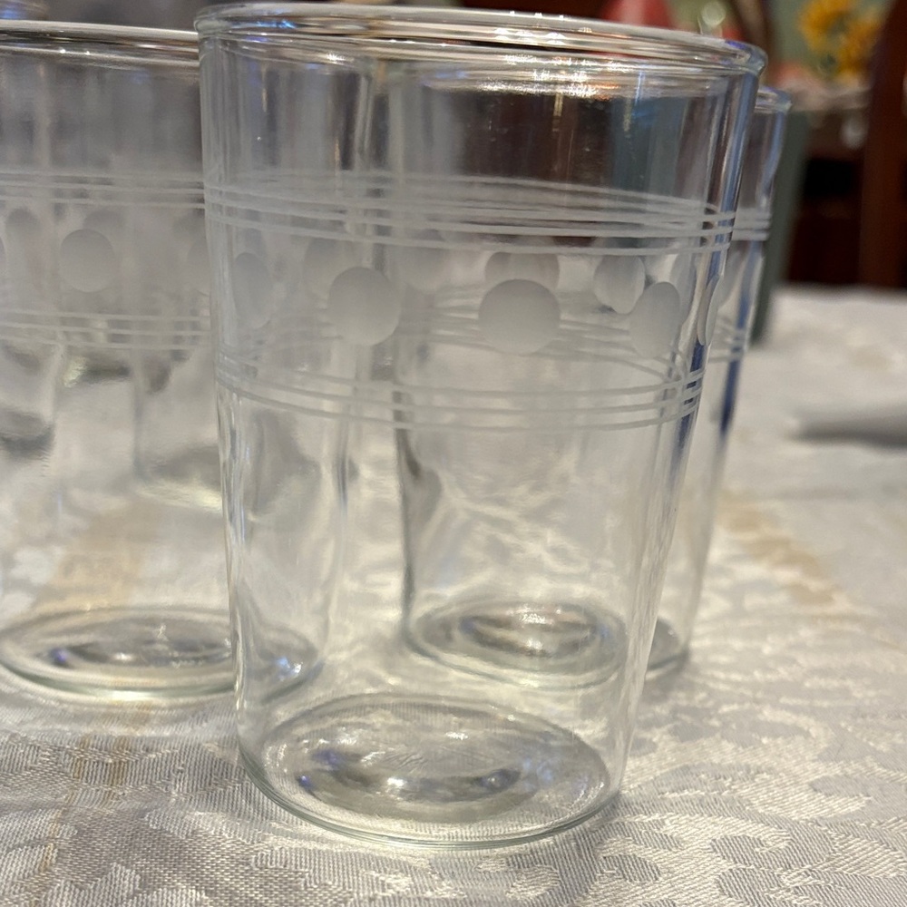 Vintage Clear Dot-Pattern Glass Tumblers - Set of 3